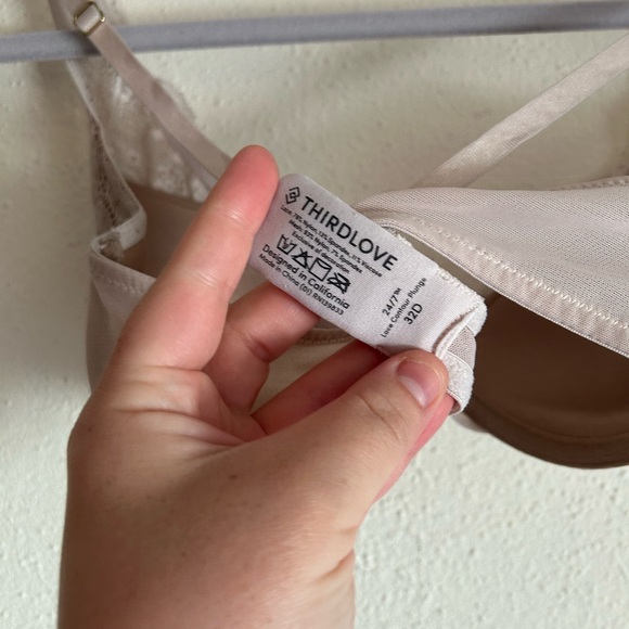 Thirdlove 24/7 All Day Pink Nude Lace Plunge Uplift Bra 32 D - Picture 5 of 5